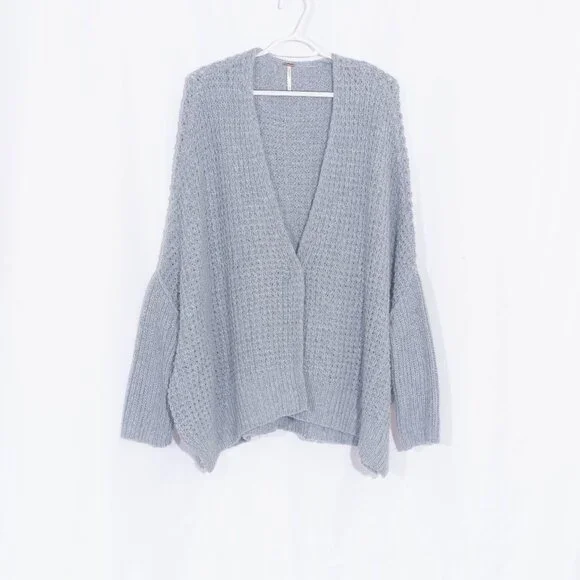 FREE PEOPLE Breeze Wool / Angora Rabbit Hair Blend Chunky Cardigan Size L - Picture 6 of 13